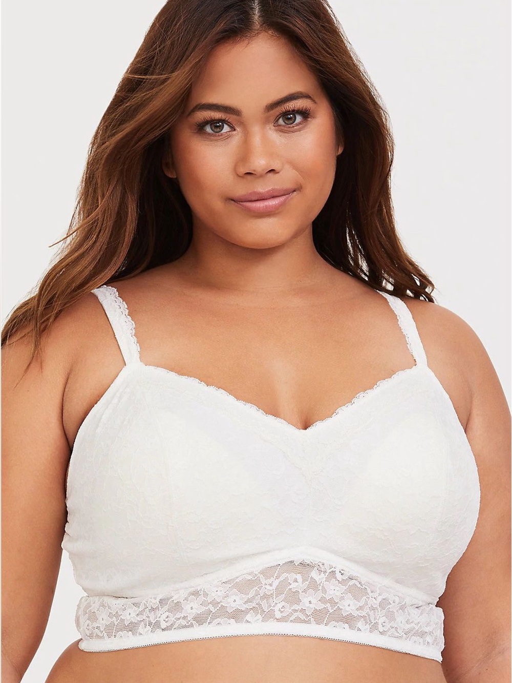 Torrid Curve Lightly Lined Lace Sheer Longline Bealette 00